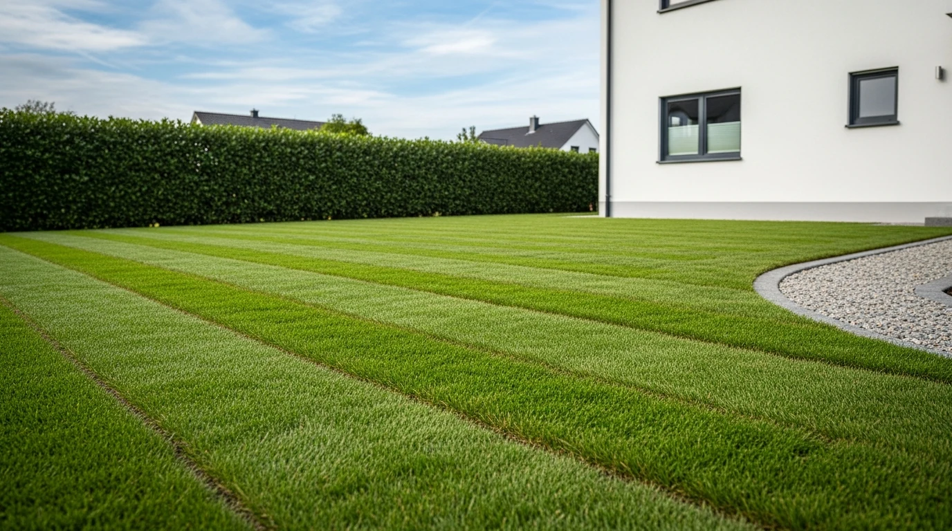 Angelegter Garten mit Terrasse und Bepflanzung in Neu-Isenburg