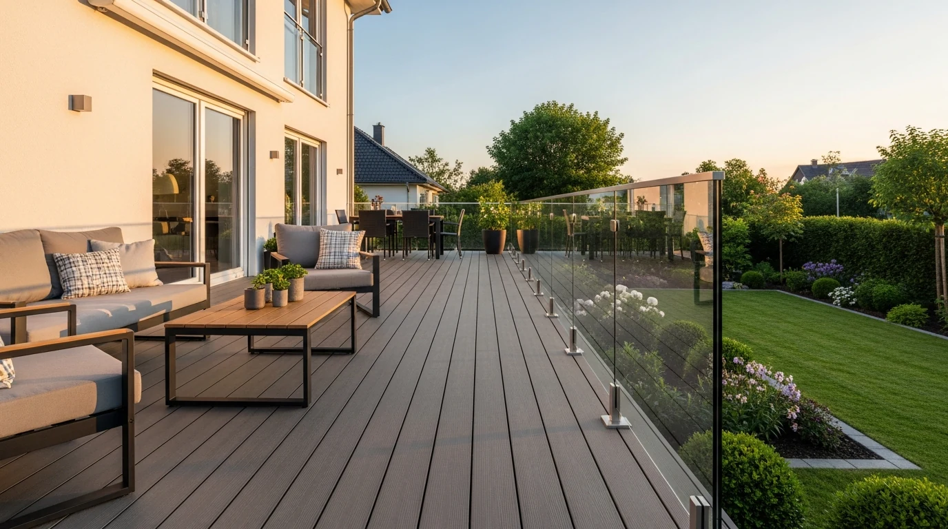 Angelegter Garten mit Terrasse und Bepflanzung in Oberursel