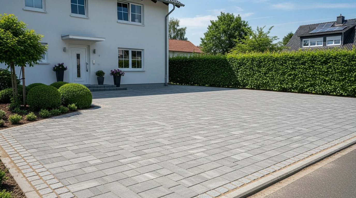 Angelegter Garten mit Terrasse und Bepflanzung in Offenbach